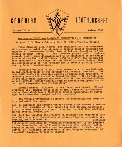 Autumn 1962 · Volume 12, No. 1 — cover of the original newsletter