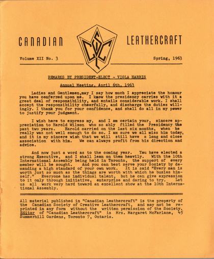 Spring 1963 · Volume 12, No. 3 — cover of the original newsletter