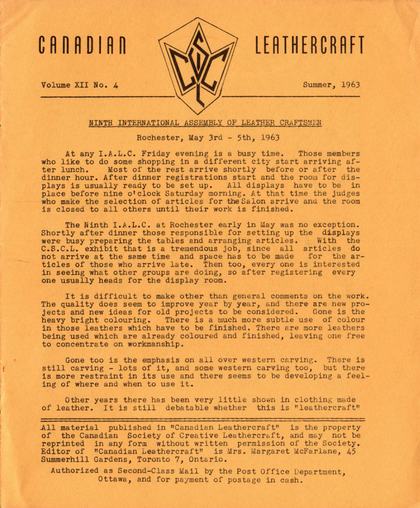 Summer 1963 · Volume 12, No. 4 — cover of the original newsletter