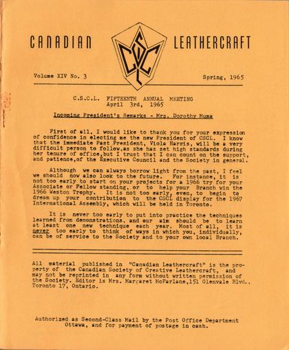 Spring 1965 · Volume 14, No. 3 — cover of the original newsletter