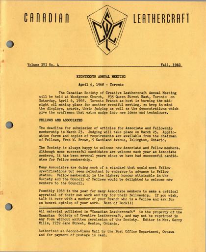 Fall 1967 · Volume 16, No. 4 — cover of the original newsletter