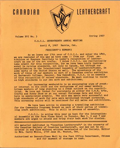 Spring 1967 · Volume 16, No. 3 — cover of the original newsletter