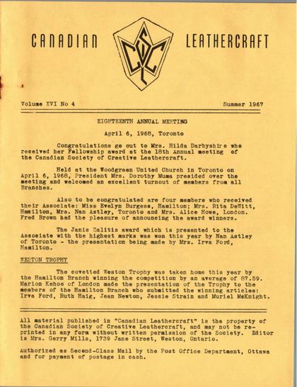 Summer 1968 · Volume 16, No. 4 — cover of the original newsletter