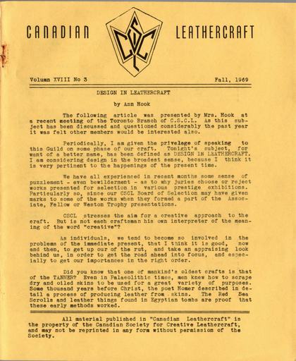 Fall 1969 · Volume 18, No. 3 — cover of the original newsletter