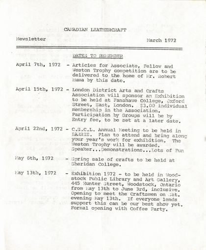 March 1972 — cover of the original newsletter