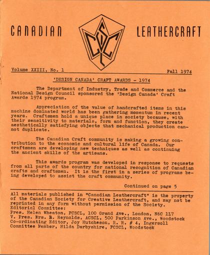 Fall 1974 · Volume 23, No. 1 — cover of the original newsletter