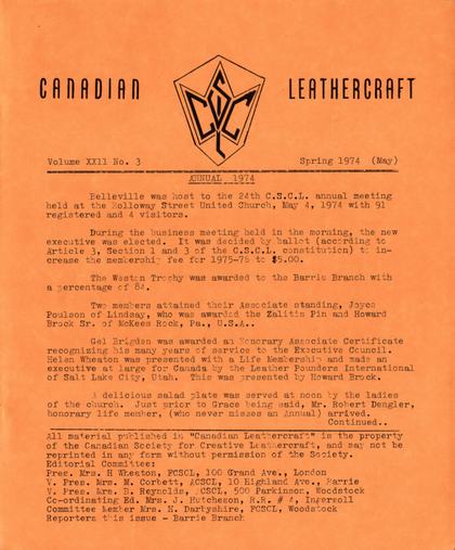 Spring 1974 · Volume 22, No. 3 — cover of the original newsletter