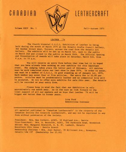 Autumn 1975 · Volume 24, No. 1 — cover of the original newsletter