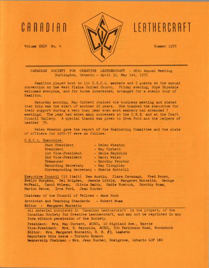 Summer 1976 · Volume 24, No. 4 — cover of the original newsletter