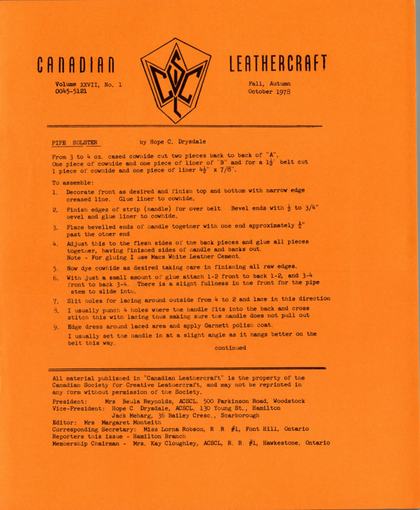 Fall 1978 · Volume 27, No. 1 — cover of the original newsletter