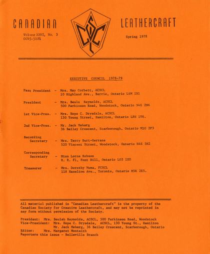 Spring 1978 · Volume 26, No. 3 — cover of the original newsletter