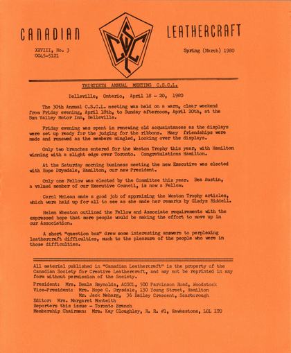 Spring 1980 · Volume 28, No. 3 — cover of the original newsletter