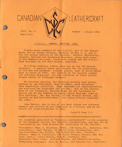 Summer 1981 · Volume 29, No. 4 — cover of the original newsletter