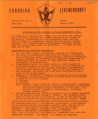 Winter 1982–83 · Volume 31, No. 2 — cover of the original newsletter