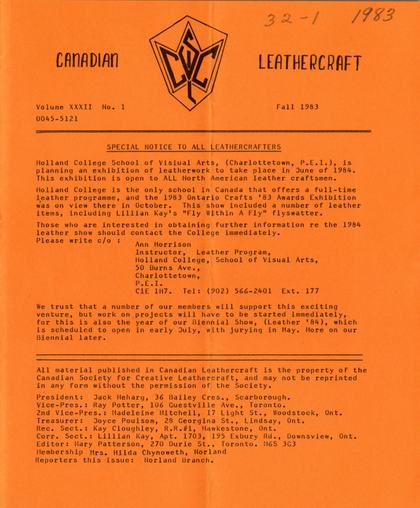 Fall 1983 · Volume 32, No. 1 — cover of the original newsletter
