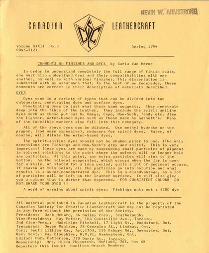 Spring 1984 · Volume 32, No. 3 — cover of the original newsletter