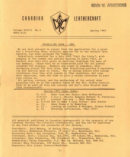 Spring 1985 · Volume 33, No. 3 — cover of the original newsletter