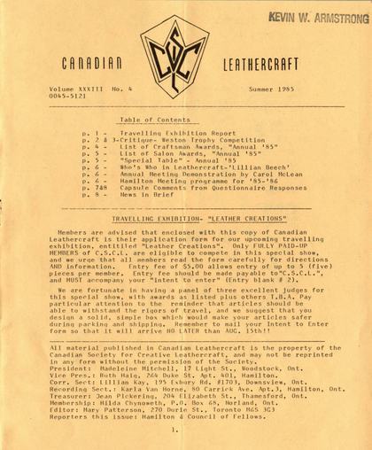 Summer 1985 · Volume 33, No. 4 — cover of the original newsletter