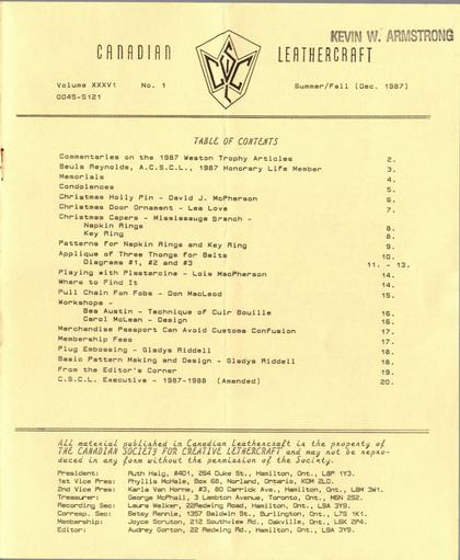 Summer/Fall 1987 · Volume 36, No. 1 — cover of the original newsletter