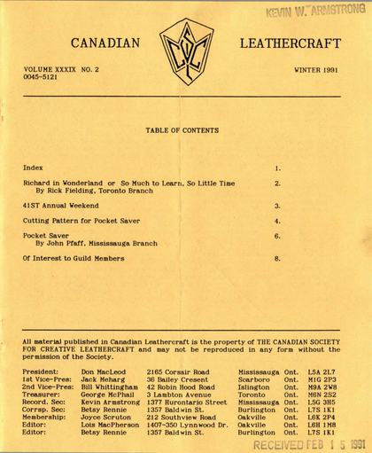 Winter 1990–91 · Volume 39, No. 2 — cover of the original newsletter