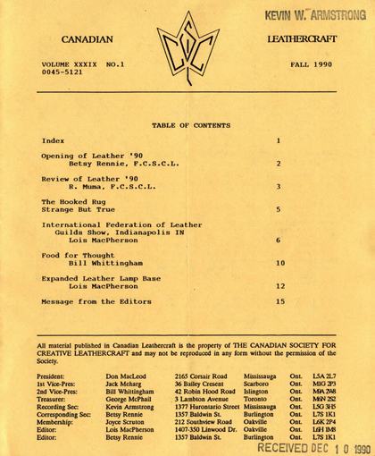 Fall 1990 · Volume 39, No. 1 — cover of the original newsletter