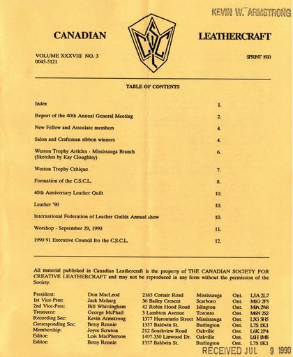 Spring 1990 · Volume 38, No. 3 — cover of the original newsletter