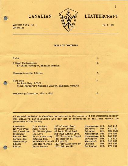 Fall 1991 · Volume 40, No. 1 — cover of the original newsletter