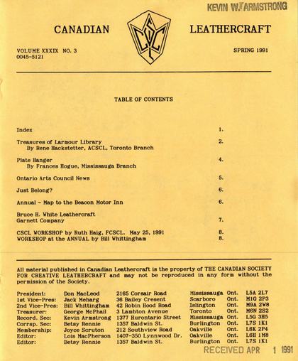 Spring 1991 · Volume 39, No. 3 — cover of the original newsletter