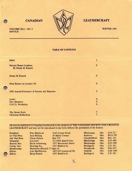 Winter 1992–93 · Volume 42, No. 2 — cover of the original newsletter
