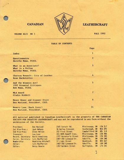 Fall 1992 · Volume 42, No. 1 — cover of the original newsletter