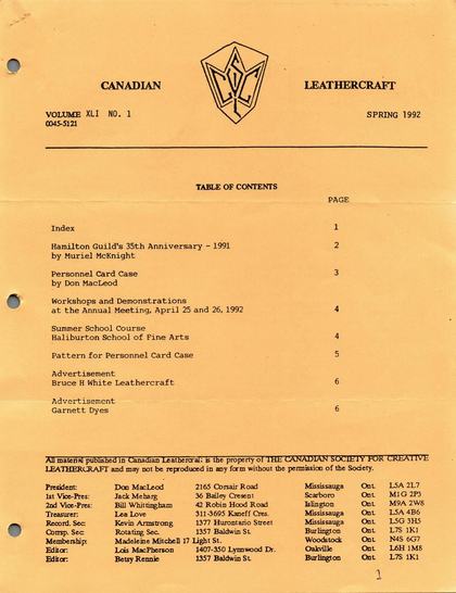 Spring 1992 · Volume 41, No. 1 — cover of the original newsletter
