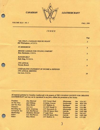 Fall 1993 · Volume 42, No. 1 — cover of the original newsletter