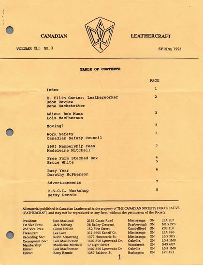 Spring 1993 · Volume 41, No. 3 — cover of the original newsletter