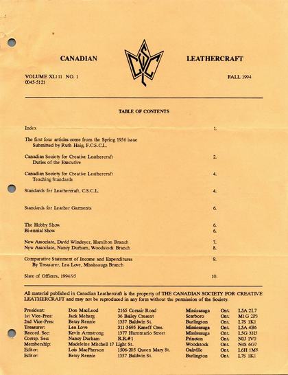 Fall 1994 · Volume 43, No. 1 — cover of the original newsletter