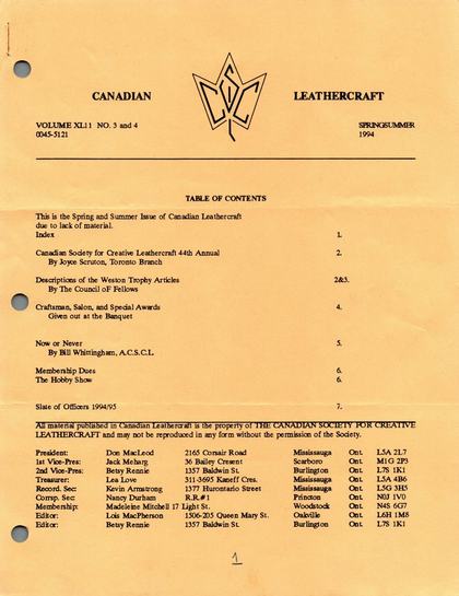 Spring/Summer 1994 · Volume 42, Nos. 3 and 4 — cover of the original newsletter