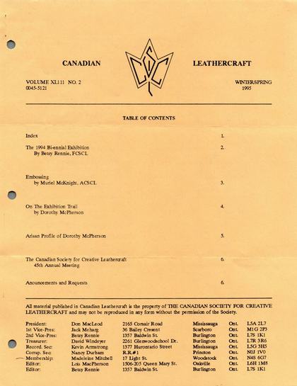 Winter/Spring 1995 · Volume 43, No. 2 — cover of the original newsletter