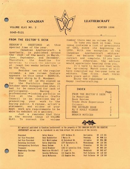 Winter 1996–97 · Volume 46, No. 2 — cover of the original newsletter
