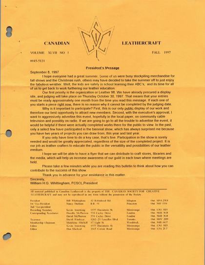 Fall 1997 · Volume 47, No. 1 — cover of the original newsletter