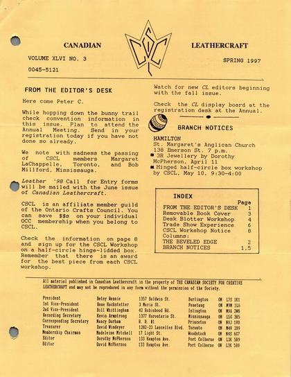 Spring 1997 · Volume 46, No. 3 — cover of the original newsletter