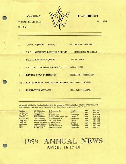 Fall 1998 · Volume 48, No. 1 — cover of the original newsletter