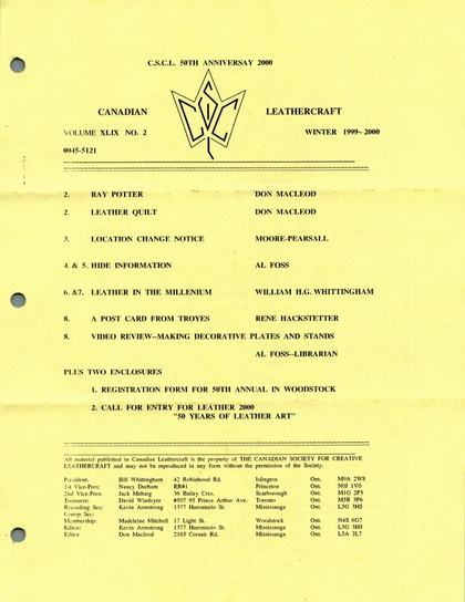 Winter 1999–2000 · Volume 49, No. 2 — cover of the original newsletter