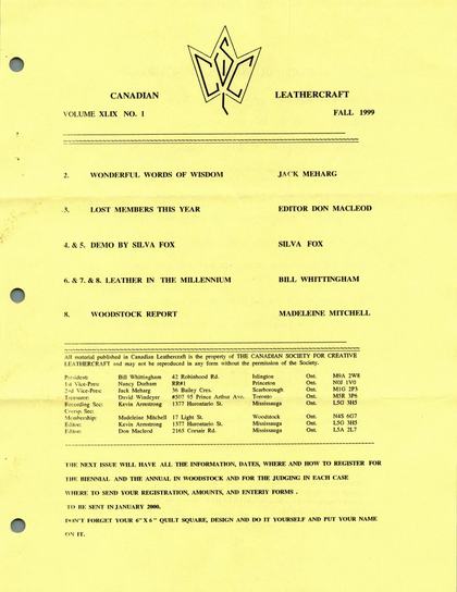 Fall 1999 · Volume 49, No. 1 — cover of the original newsletter
