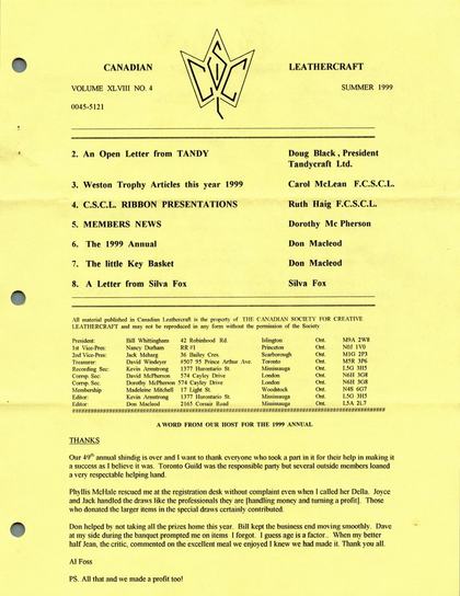 Summer 1999 · Volume 48, No. 4 — cover of the original newsletter