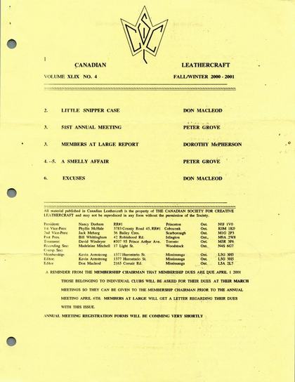 Fall/Winter 2000–2001 · Volume 49, No. 4 — cover of the original newsletter