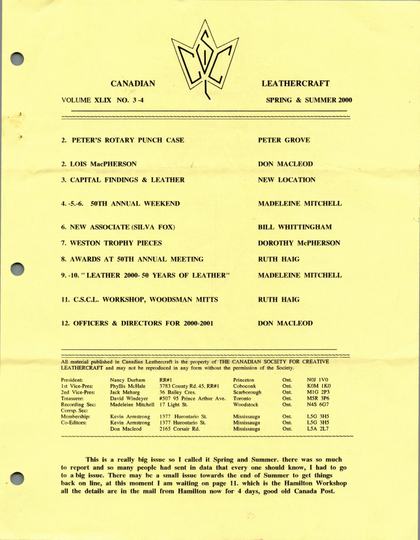 Spring & Summer 2000 · Volume 49, Nos. 3-4 — cover of the original newsletter