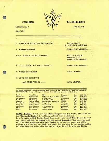 Spring 2001 · Volume 40, No. 3 — cover of the original newsletter