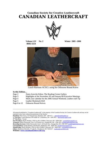 Winter 2005–2006 · Volume 54, No. 2 — cover of the original newsletter