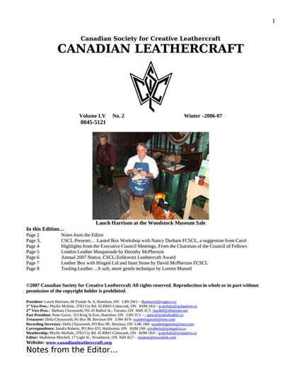 Winter 2006–2007 · Volume 55, No. 2 — cover of the original newsletter