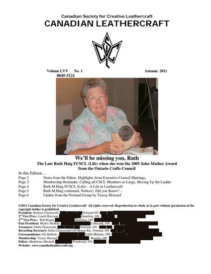 Autumn 2011 · Volume 60, No. 1 — cover of the original newsletter