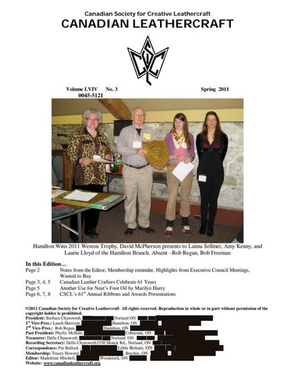 Spring 2011 · Volume 59, No. 3 — cover of the original newsletter
